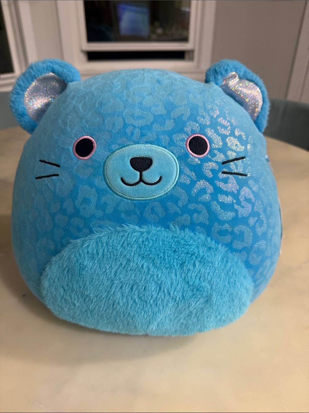 Squishmallows Blue Glitter Leopard Print Bear Plush